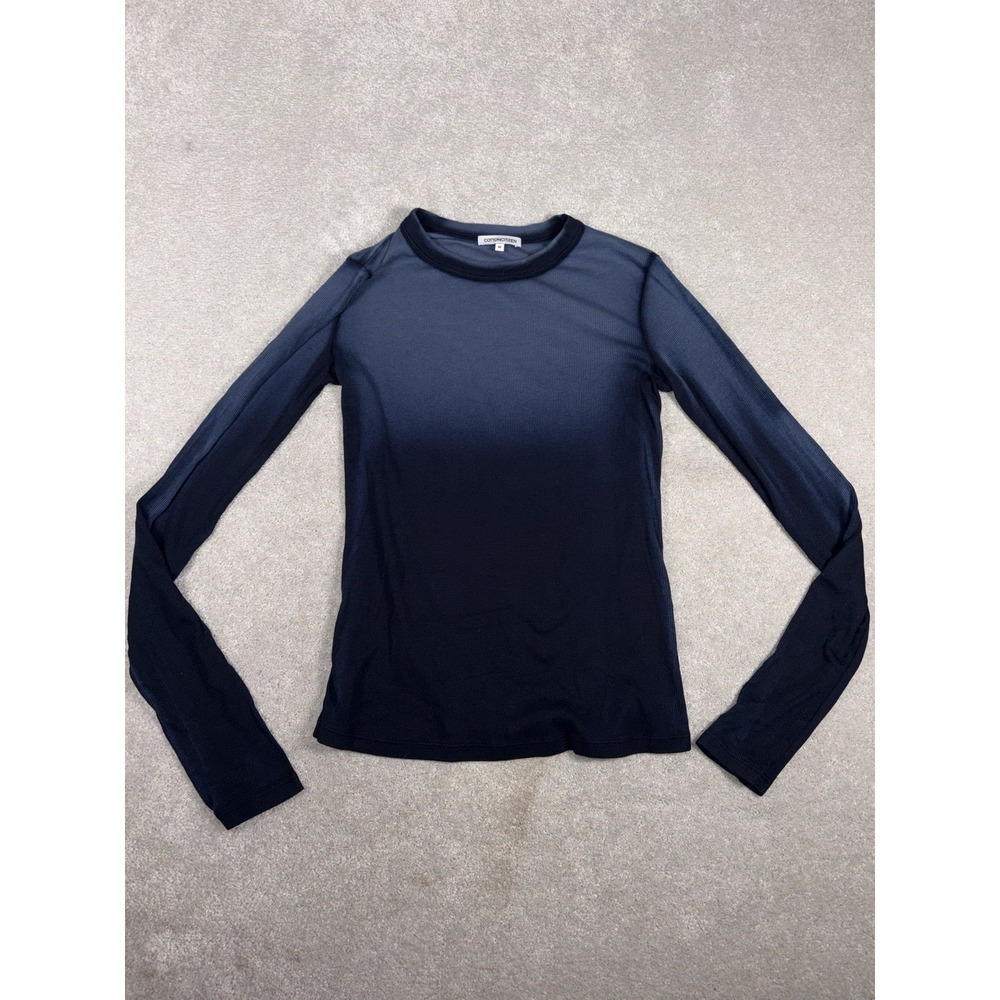 Cotton Citizen Women's Verona Crewneck Tee Navy Size M Long Sleeve Shirt